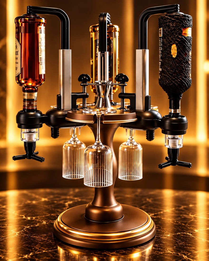 Bronze Mahogany Revolving Liquor Dispenser finish