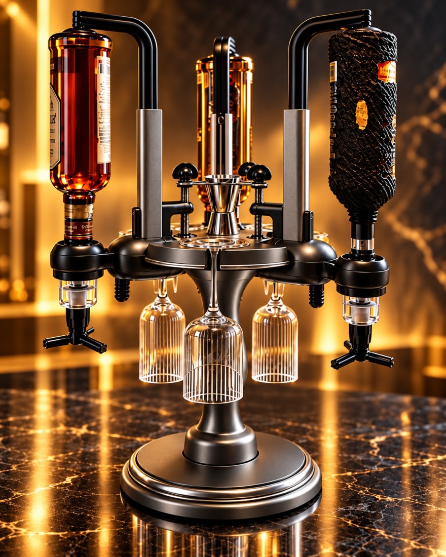 Gun Metal Revolving Liquor Dispenser finish