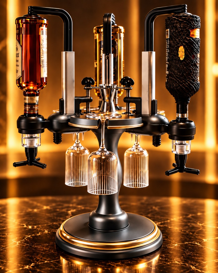 Matte Black Revolving Liquor Dispenser finish